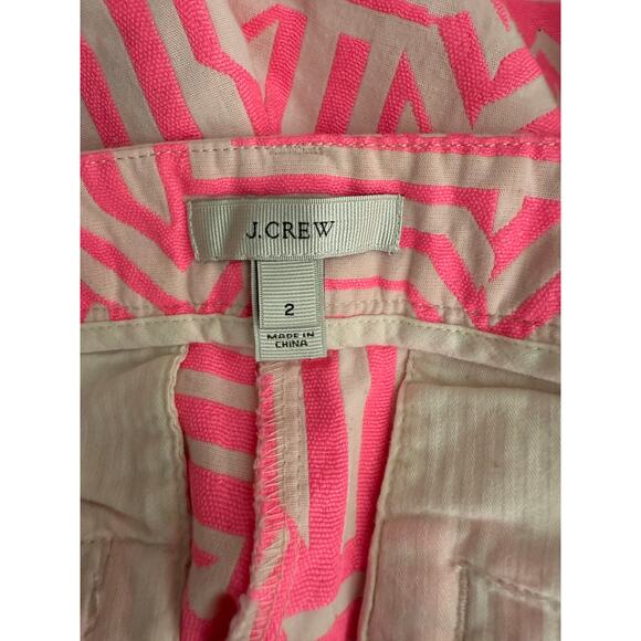 J.Crew Chino Tiki Stretch Shorts Mid Waisted Shorts 2 Neon Azalea Pink White - Picture 9 of 15